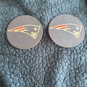 New England Patriots Round Logo Coasters - Navy & Red